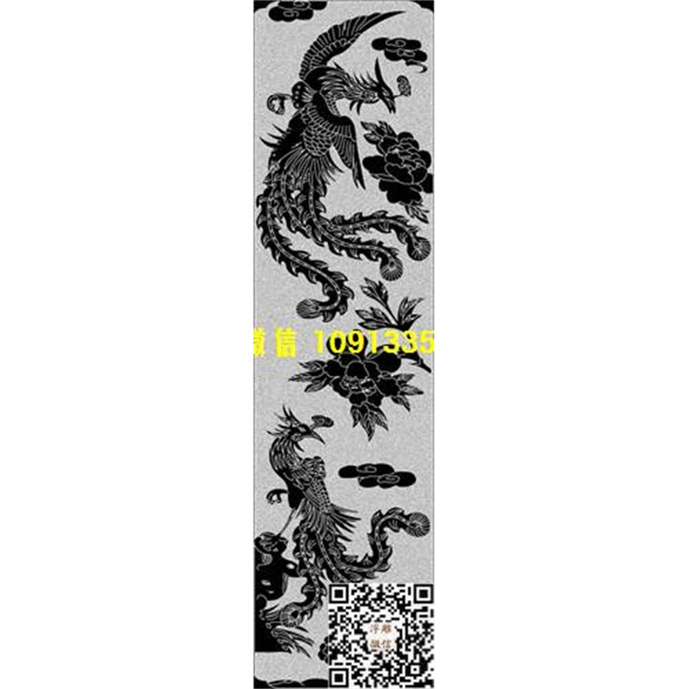 精雕图2双凤牡丹精雕图线雕图线条图单线铣底图_电脑雕刻plt文泰矢量图精雕图浮雕图